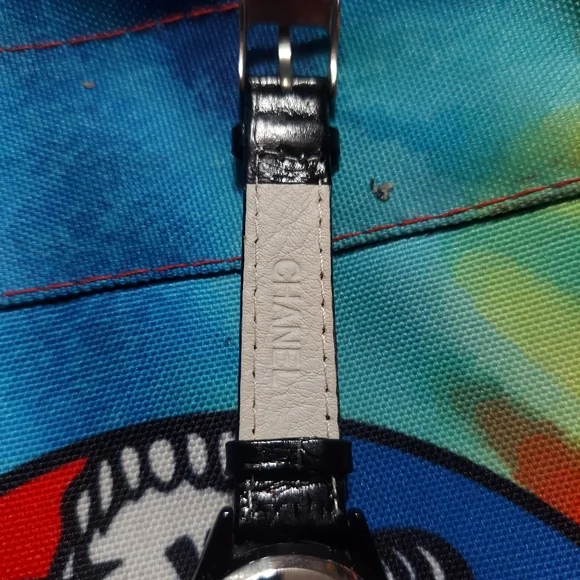 Nwot Chanel J12 Quartz Watch On Black Leather Band. O.g. Sticker On Btm